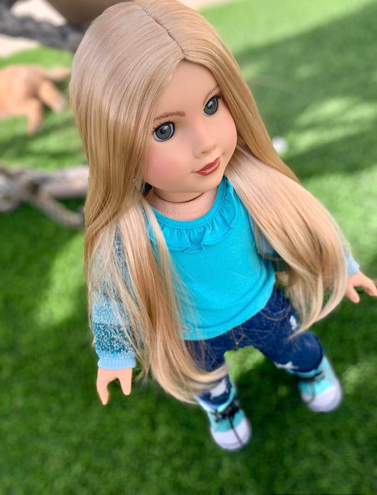 Custom doll wig for 18" American Girl Dolls - Vegan Mohair - fits 10-11" head size of dolls such as OG Blythe BJD Gotz meadowdolls