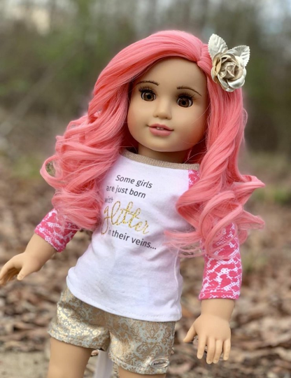Zazou Dolls Exclusive Lovely WIG Salmon Coral for 18 Inch dolls such as OG and American Girl Pre order