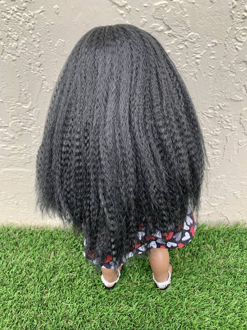 Zazou Dolls Exclusive Textured WIG Black Licorice for 18 Inch dolls such American Girl AA!! Addy Replacement