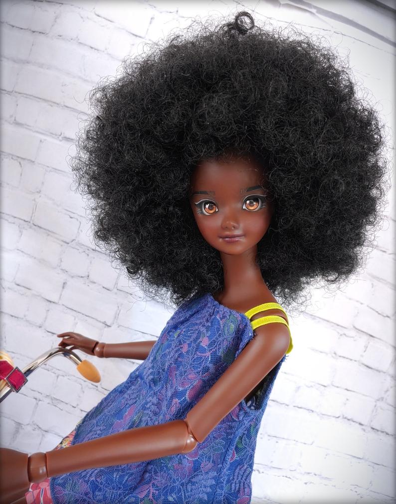 ZaZou Luxury Shiri Afro WIG for Smart Doll, Ruby Red Fashion Friends, 18" MSD BJD Kaye Wiggs Pre order