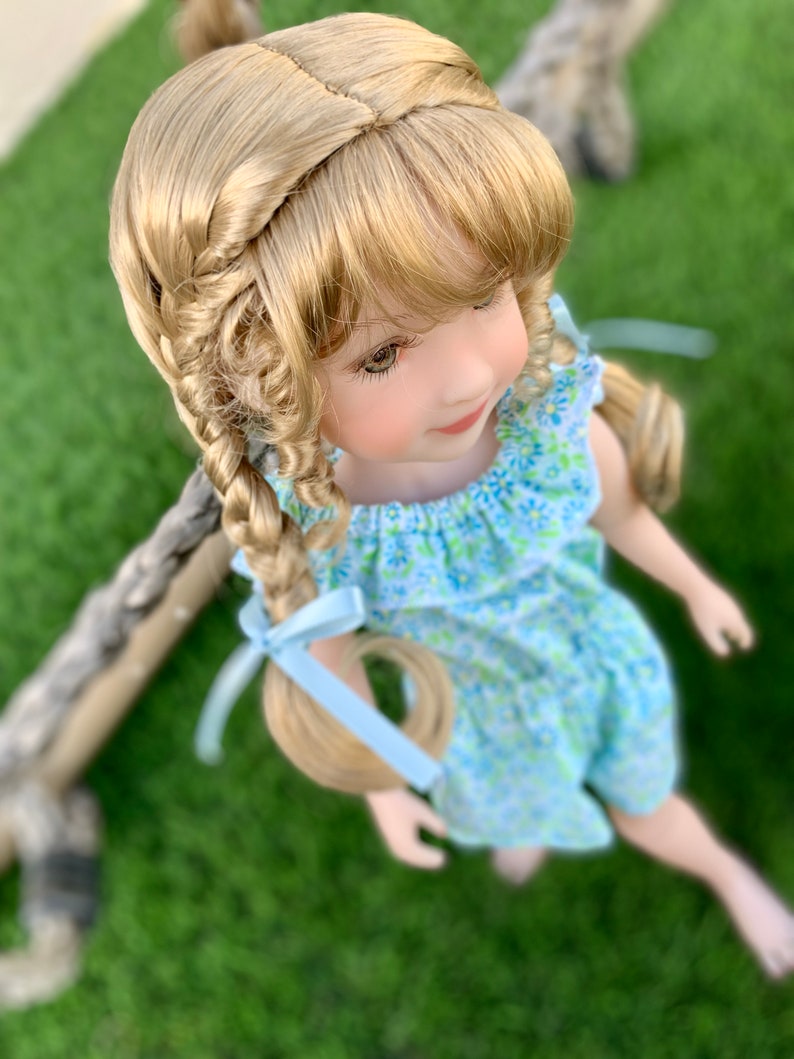 Custom doll WIG Exclusive Vegan Mohair-fits 9-10" head size Kaye Wiggs, RRFF, wellie wishers, bjd, Girl for All Time"Loose Fit"