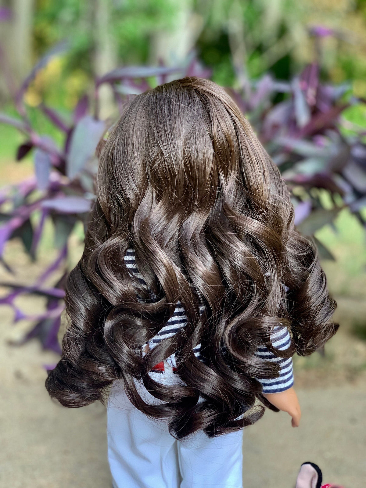 Zazou Custom doll wig for 18" American Girl Dolls - Heat Safe - Tangle Resistant-fits 10-11" head size of 18" dolls OG Blythe BJD Gotz Dark Brown