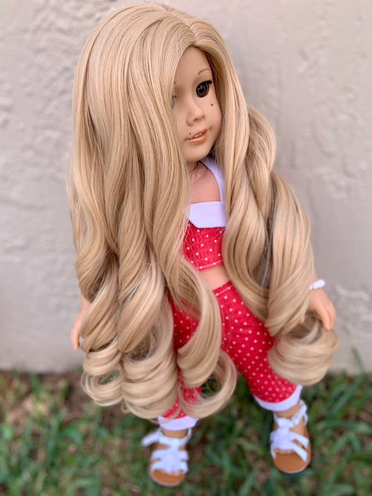 Custom doll wig for 18" American Girl Dolls - Heat Safe - Tangle Resistant - fits 10-11" head size of 18" dolls OG Blythe BJD Gotz Blonde