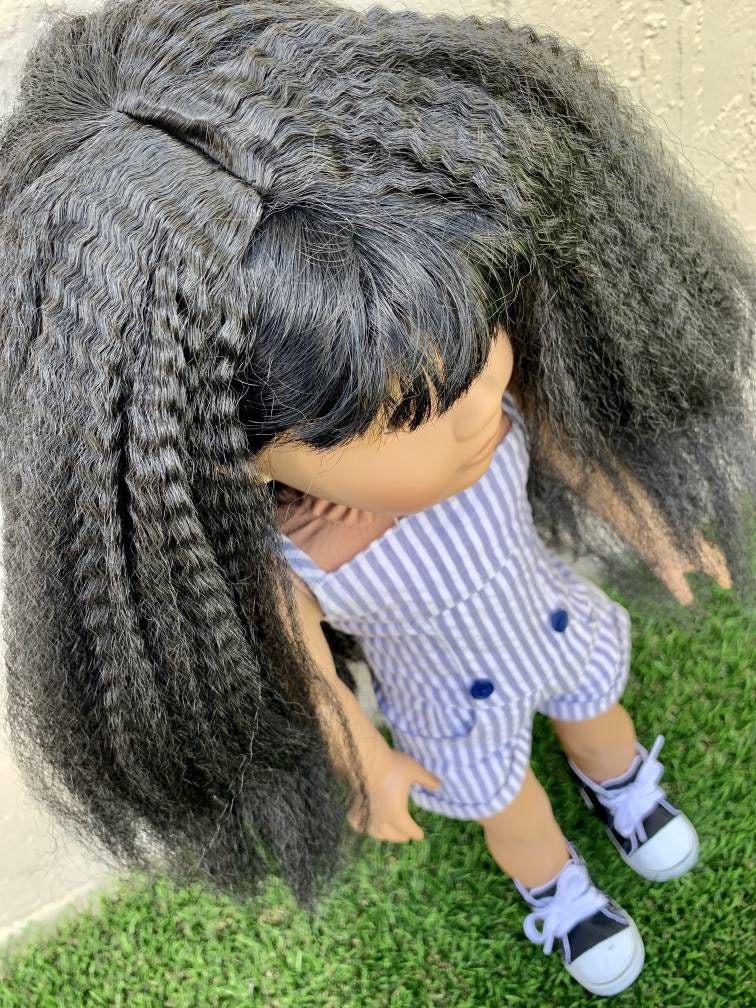 Custom doll wig for 23" MyTwinn Dolls, Disney Animators 13-14" or fit over existing hair of American girl dolls - Heat Safe-Tangle Resistant