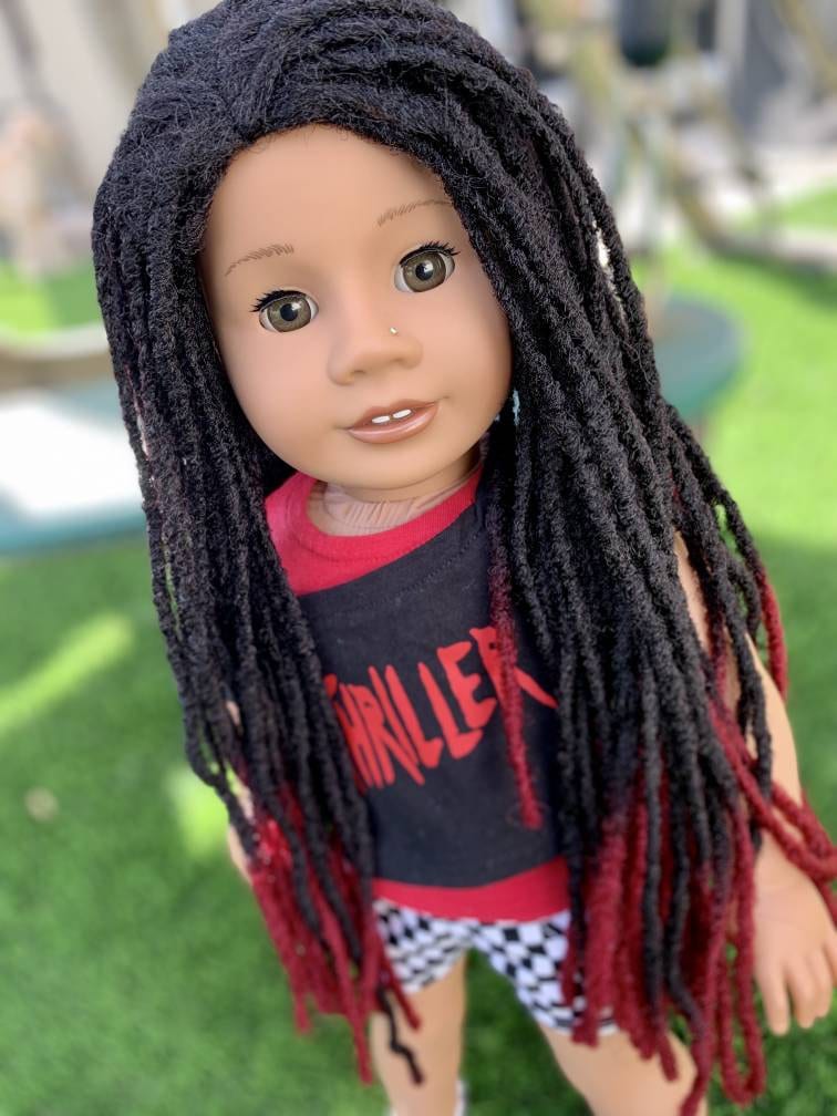 Custom doll wig for 18" American Girl Dolls-Heat Safe -Tangle Resistant-fits 10-11" head size of 18" dolls OG Gotz AA Marley Locs