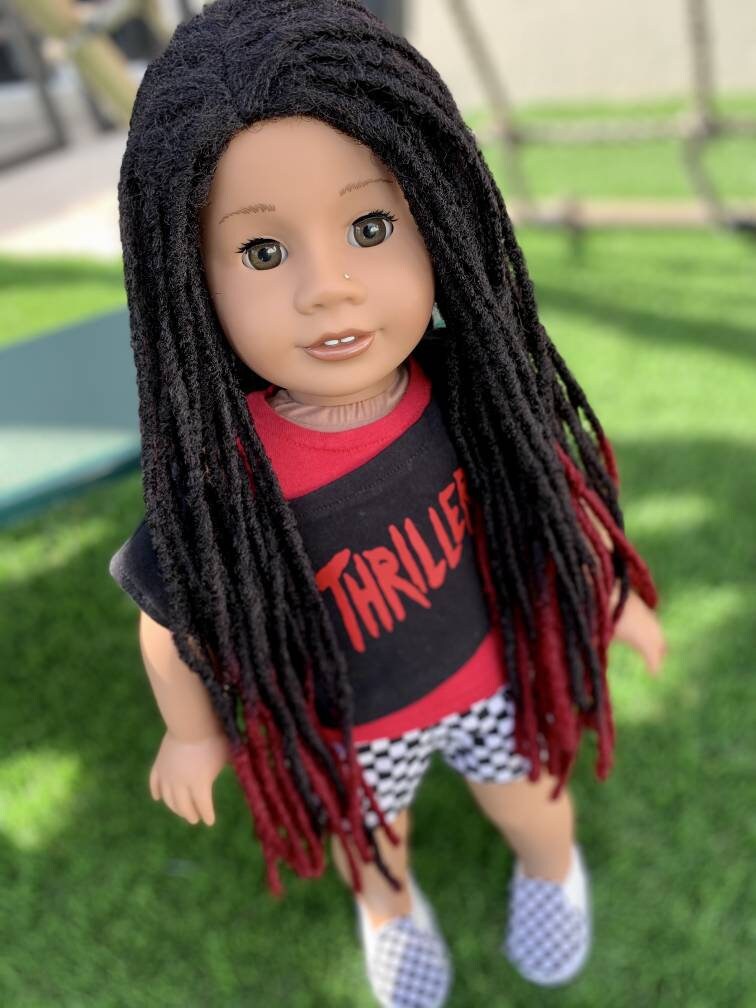 Custom doll wig for 18" American Girl Dolls-Heat Safe -Tangle Resistant-fits 10-11" head size of 18" dolls OG Gotz AA Marley Locs