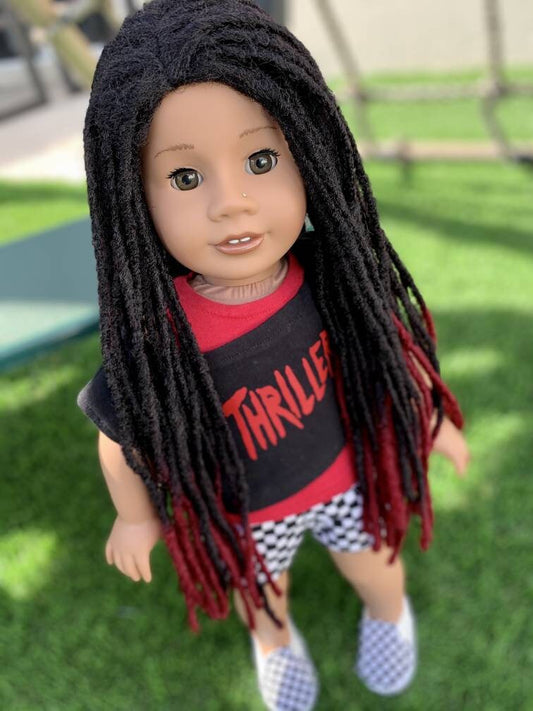 Custom doll wig for 18" American Girl Dolls-Heat Safe -Tangle Resistant-fits 10-11" head size of 18" dolls OG Gotz AA Marley Locs