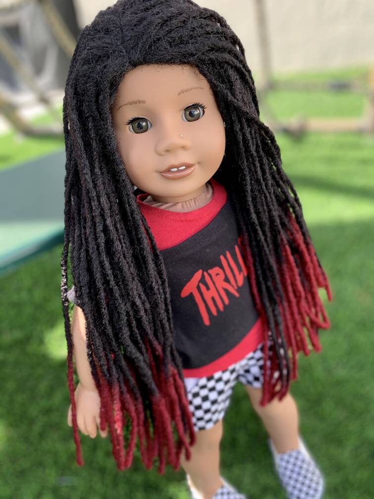 Custom doll wig for 18" American Girl Dolls-Heat Safe -Tangle Resistant-fits 10-11" head size of 18" dolls OG Gotz AA Marley Locs