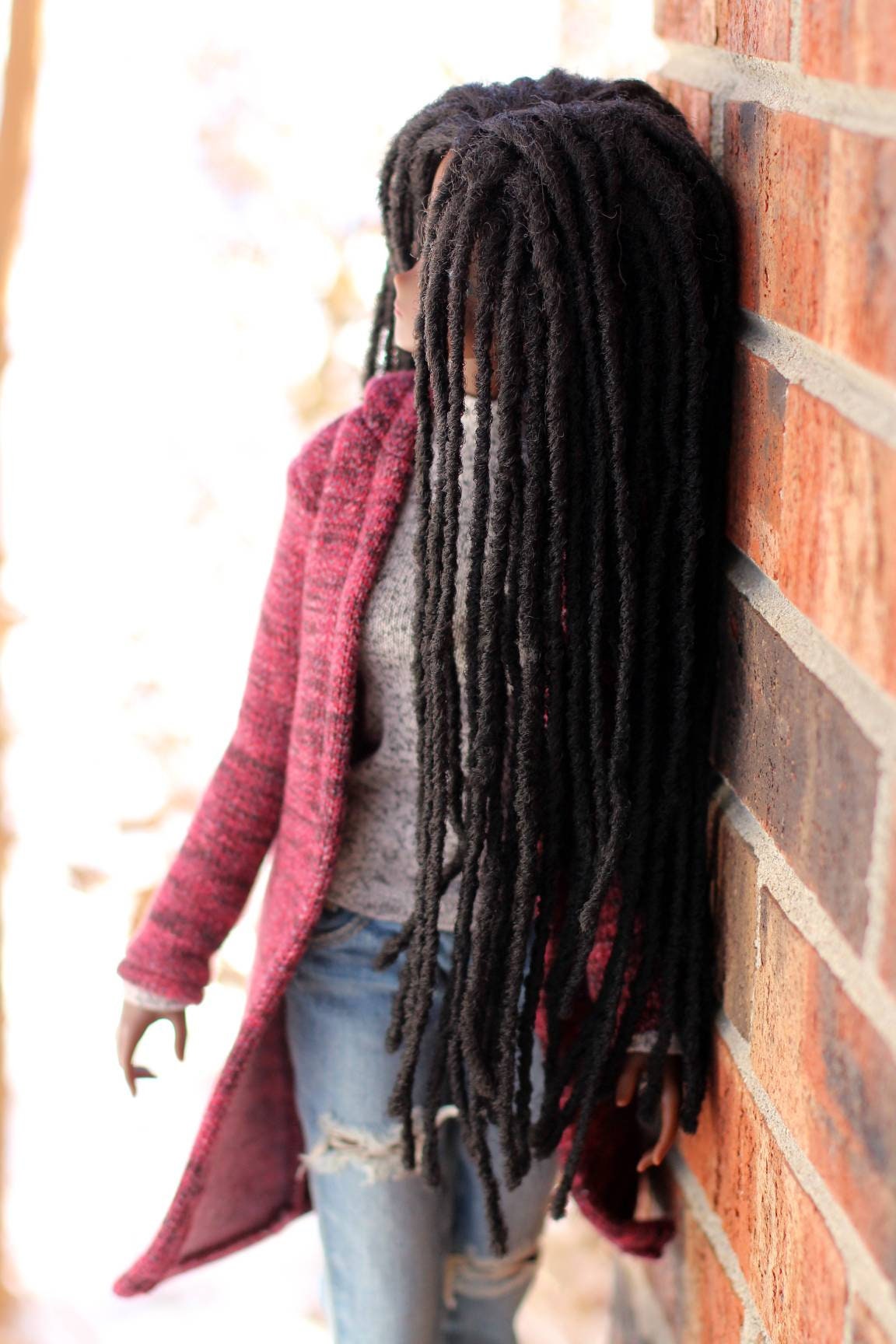 Custom doll WIG for Smart Dolls-Tangle Resistant- 8.5" head size of Bjd, SD, Dollfie Dream dolls braided locs AA locs PREORDER