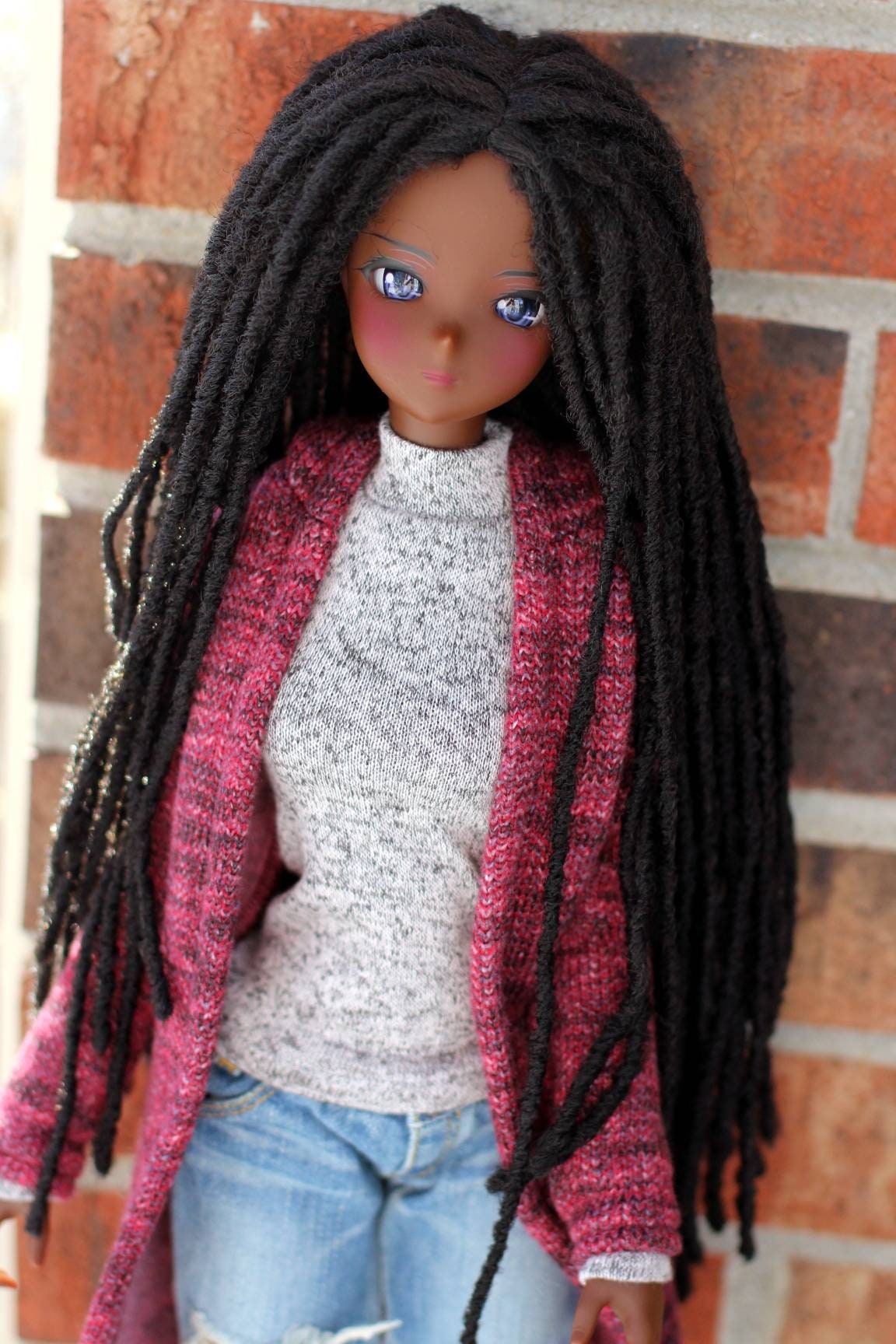 Custom doll WIG for Smart Dolls-Tangle Resistant- 8.5" head size of Bjd, SD, Dollfie Dream dolls braided locs AA locs PREORDER
