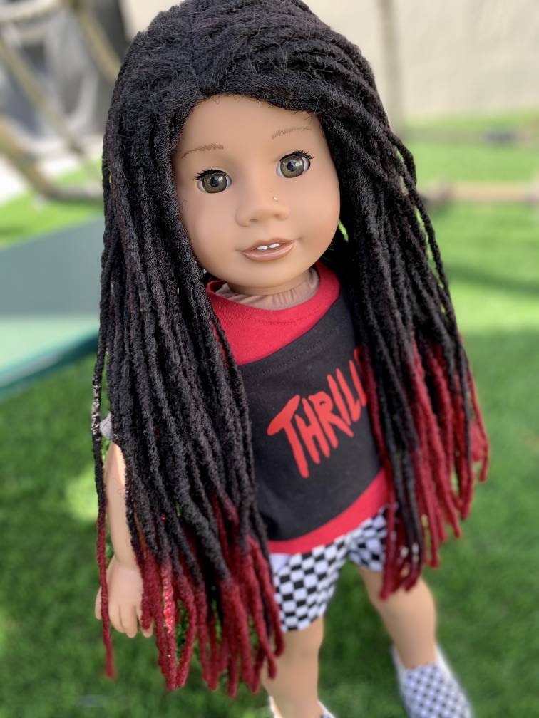 Custom doll wig for 18" American Girl Dolls-Heat Safe -Tangle Resistant-fits 10-11" head size of 18" dolls OG Gotz AA Marley Locs