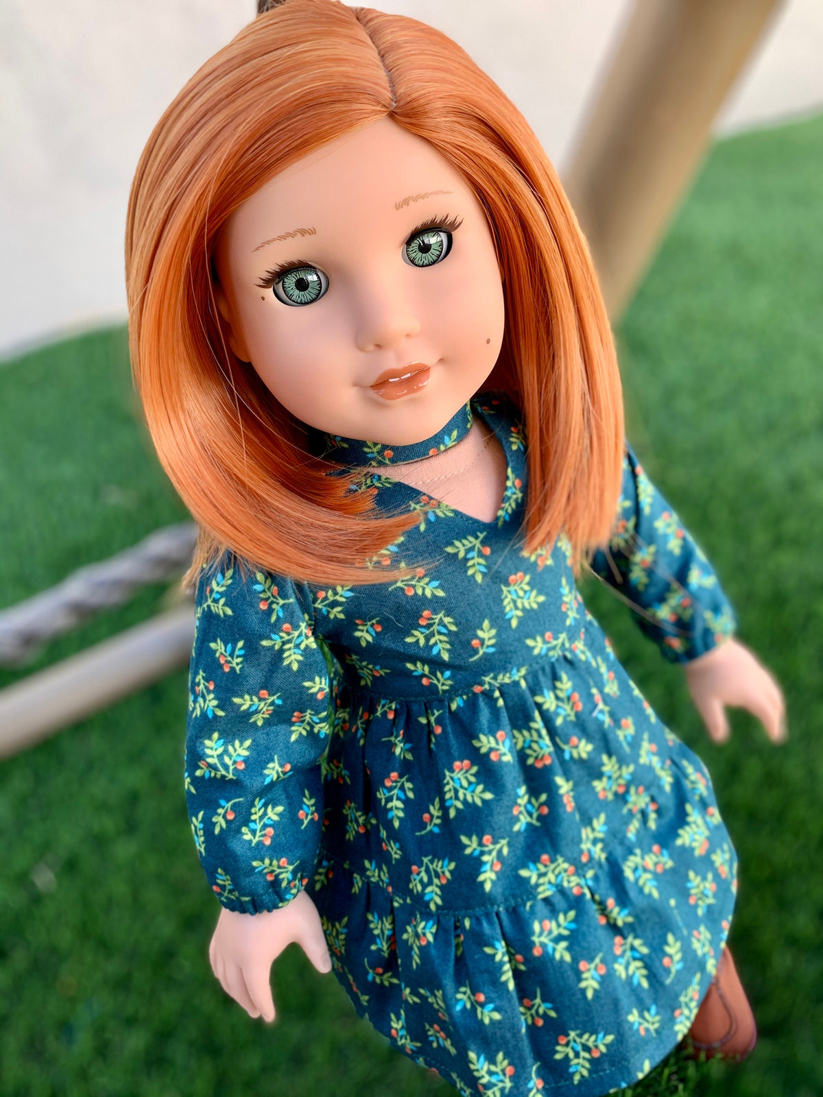Custom doll wig for 18" American Girl Dolls - Heat Safe - Tangle Resistant - fits 10-11" head size of 18" dolls OG Blythe BJD Gotz Red bob