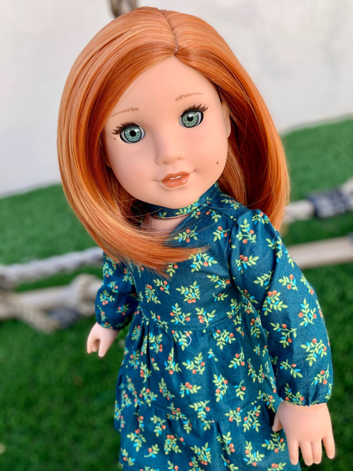 Custom doll wig for 18" American Girl Dolls - Heat Safe - Tangle Resistant - fits 10-11" head size of 18" dolls OG Blythe BJD Gotz Red bob