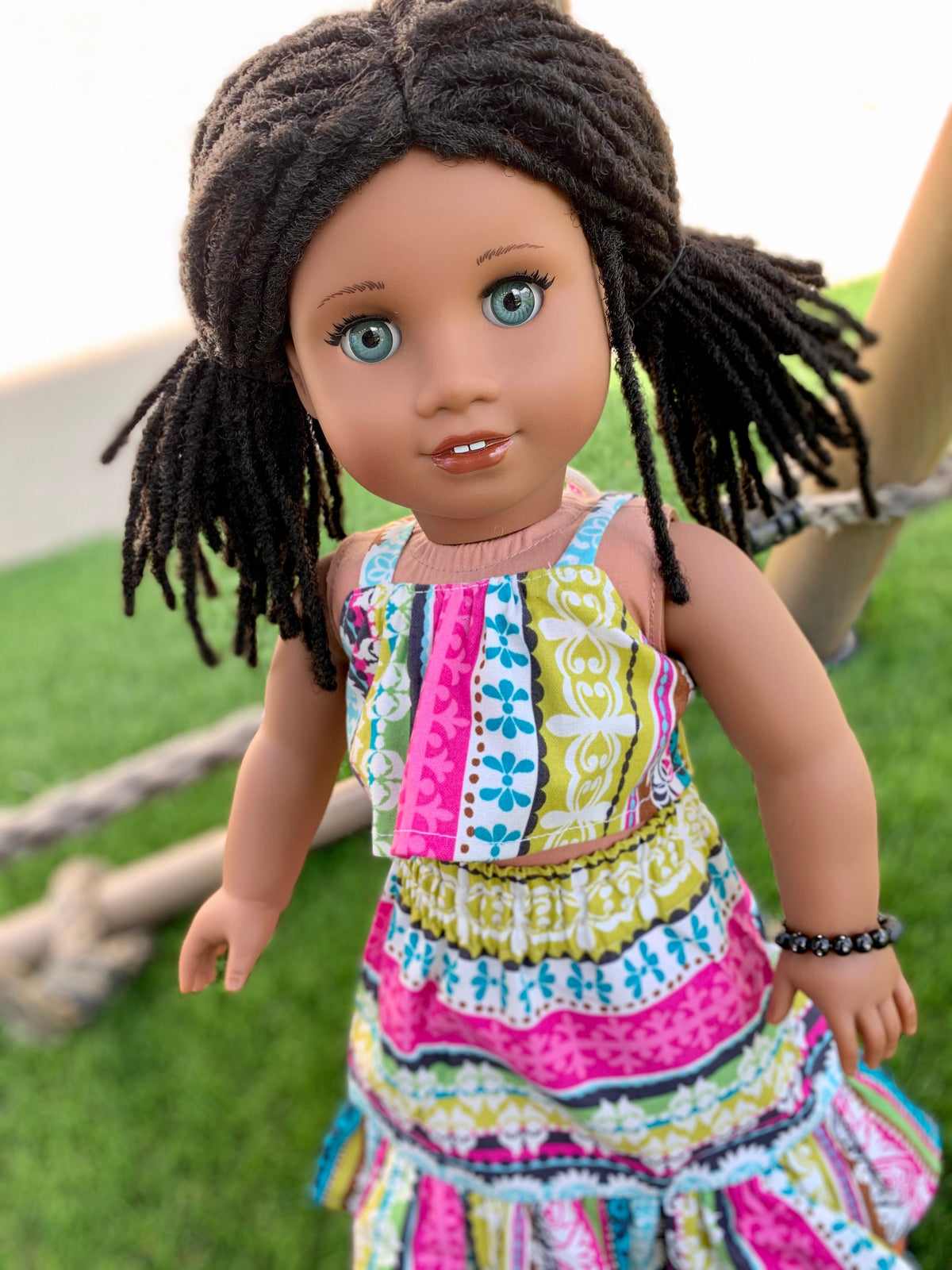 Custom doll wig for 18" American Girl Dolls-Heat Safe-Tangle Resistant-fits 10-11" head of 18" dolls Journey AA black Marley locs