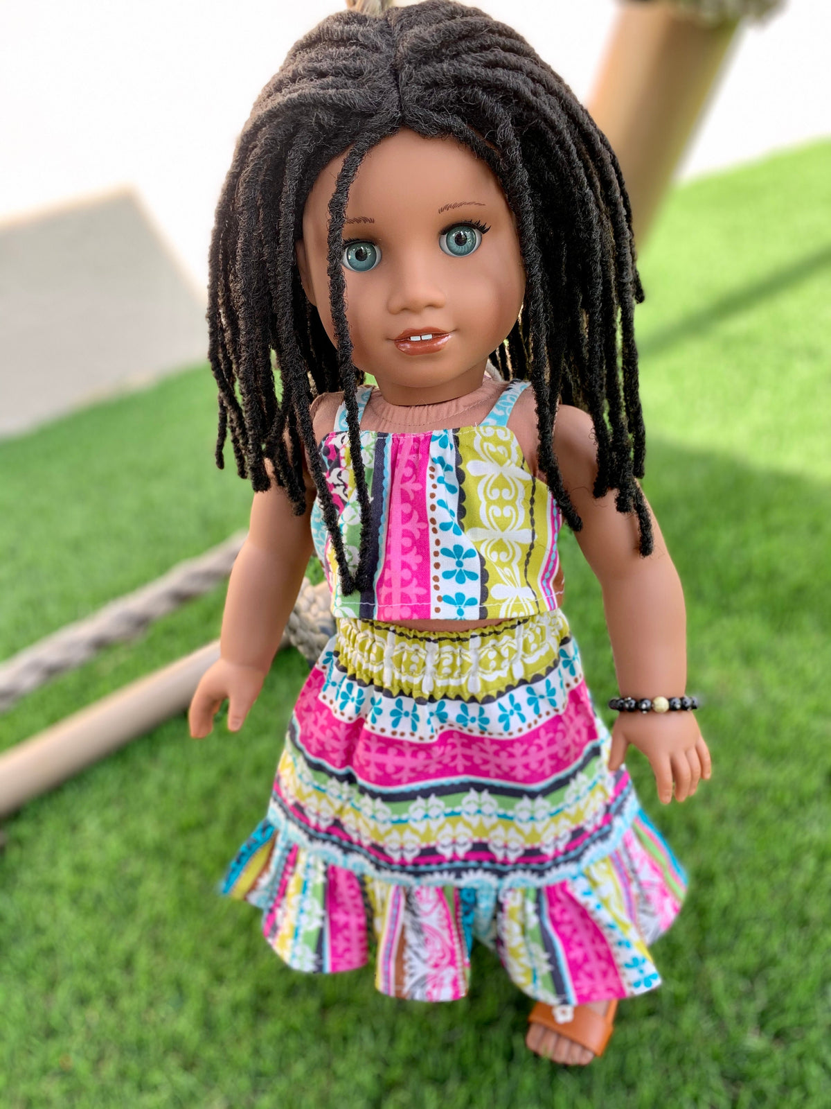 Custom doll wig for 18" American Girl Dolls-Heat Safe-Tangle Resistant-fits 10-11" head of 18" dolls Journey AA black Marley locs