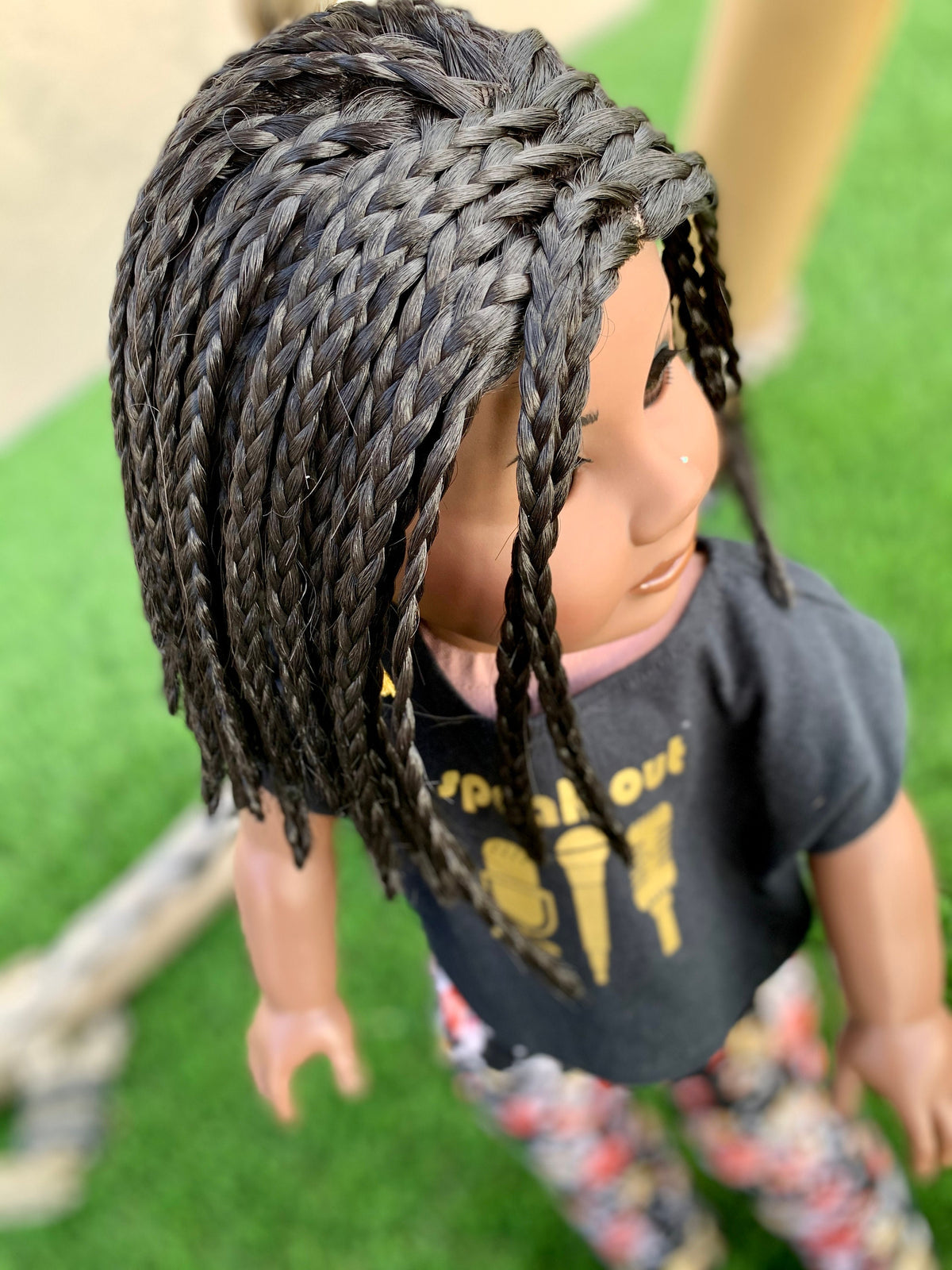 Custom doll wig for 18" American Girl Dolls-Heat Safe-Tangle Resistant-fits 10-11" head of 18" dolls Journey AA black short braids