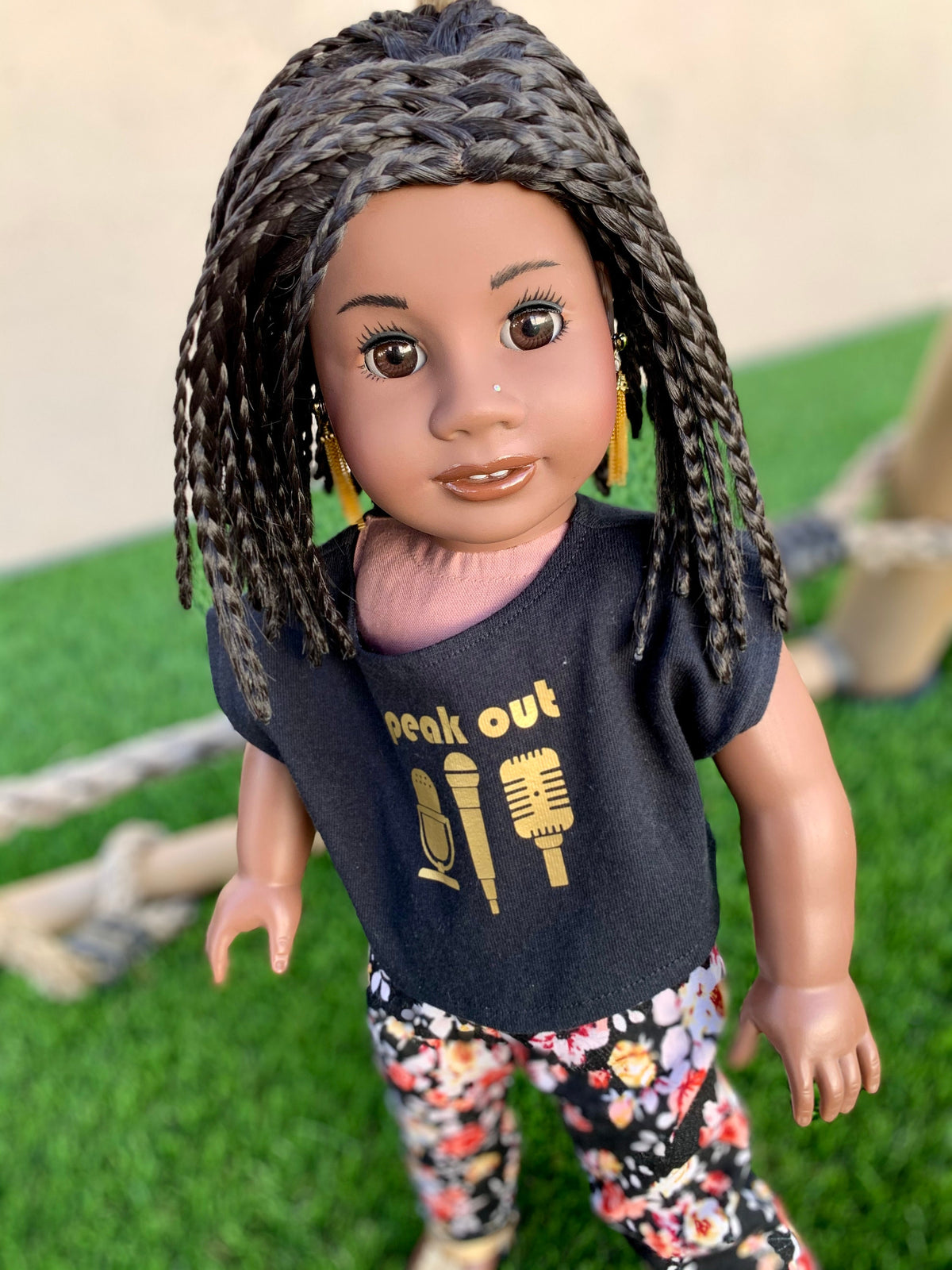 Custom doll wig for 18" American Girl Dolls-Heat Safe-Tangle Resistant-fits 10-11" head of 18" dolls Journey AA black short braids