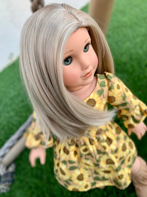 Custom doll wig for 18" American Girl Dolls Tangle Resistant - fits 10-11" head size of 18" dolls OG Blythe BJD Gotz  Ashy Blonde