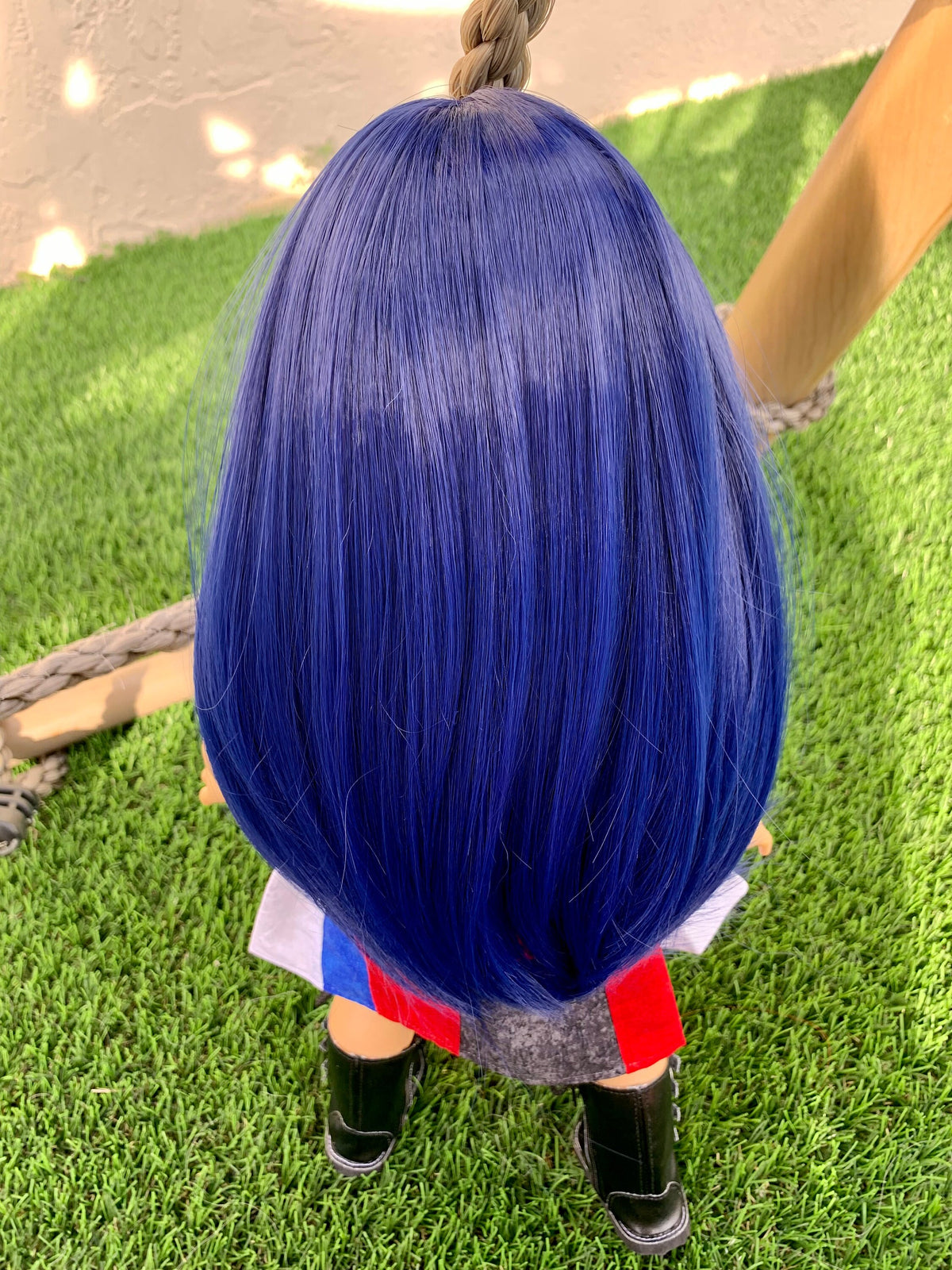 Custom doll wig for 18" American Girl Dolls - Heat Safe - Tangle Resistant - fits 10-11" head size of 18" dolls OG Blythe BJD Gotz Blue Evie
