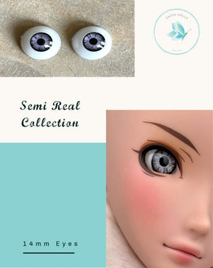 Natural Smart Doll Eyes , realistic doll eyes, doll eyes replacement, 14mm Fit BJD, SD Semireal Doll and similar grey