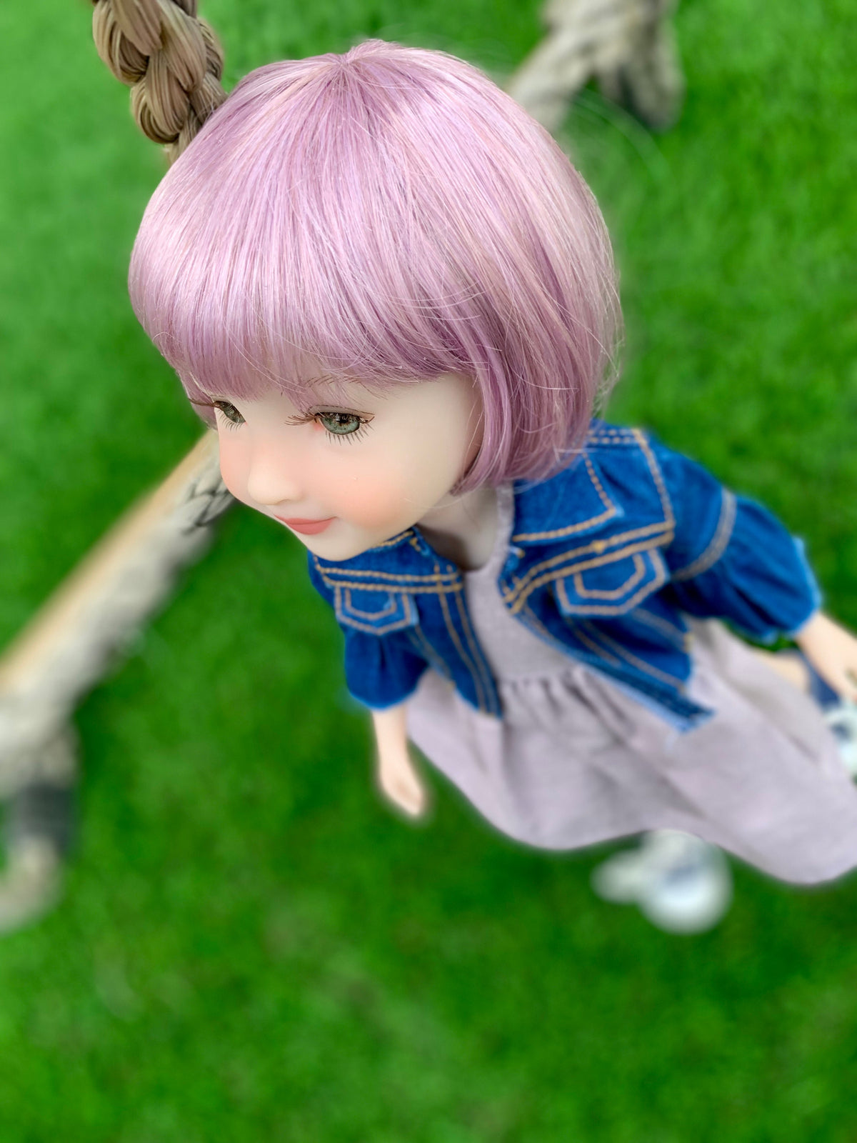 Custom doll WIG Exclusive Vegan Mohair-fits 9-10" head size Kaye Wiggs, RRFF, wellie wishers, bjd, Girl for All Time"Loose Fit"