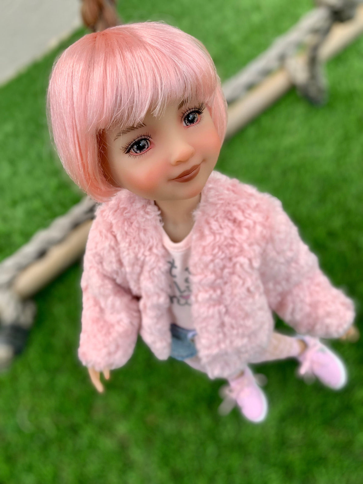 Custom doll WIG Exclusive Vegan Mohair-fits 9-10" head size Kaye Wiggs, RRFF, wellie wishers, bjd, Girl for All Time"Loose Fit"