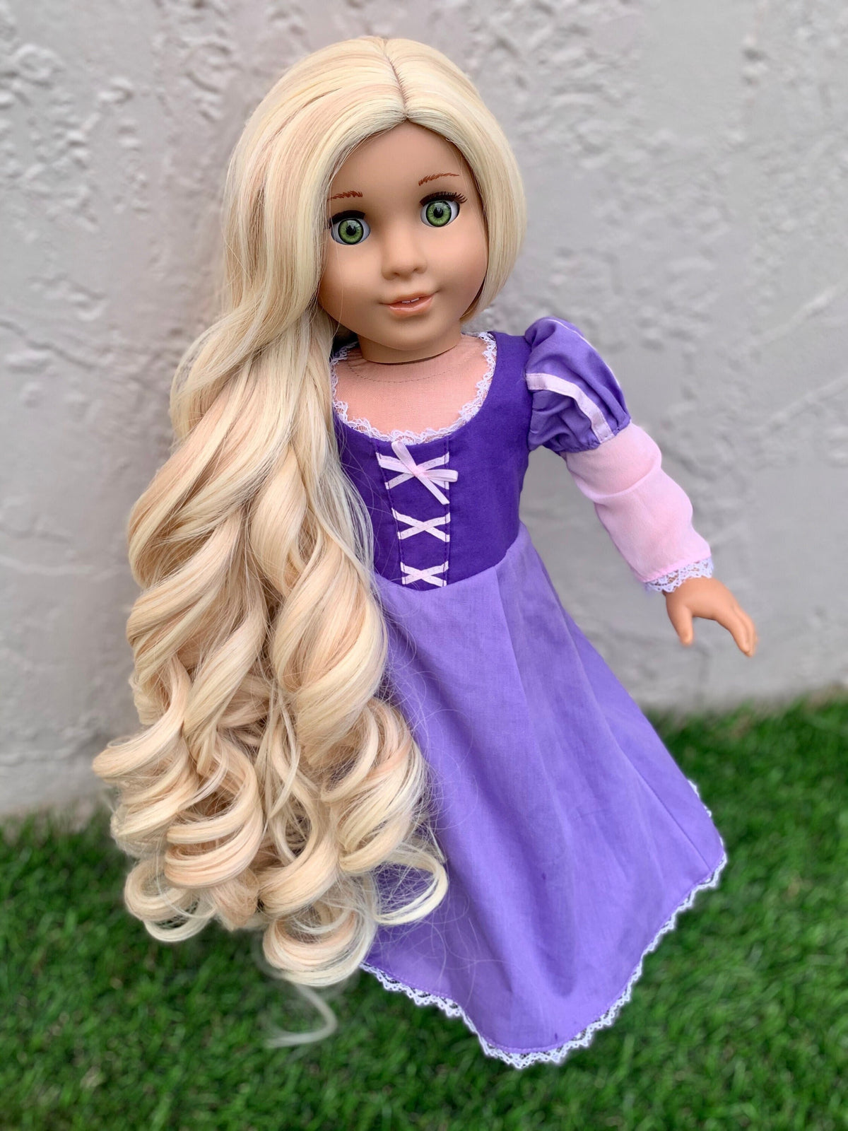 Custom doll wig for 18" American Girl Dolls -Heat & Tangle Resistant - fits 10-11" size of 18" dolls OG Blythe BJD Gotz dark Rapunzel