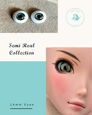 Natural Smart Doll Eyes , realistic doll eyes, doll eyes replacement, 14mm Fit BJD, SD Semireal Doll and similar Hunter Green