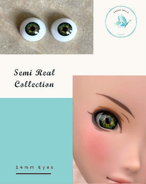 Natural Smart Doll Eyes , realistic doll eyes, doll eyes replacement, 14mm Fit BJD, SD Semireal Doll and similar Topaz Green