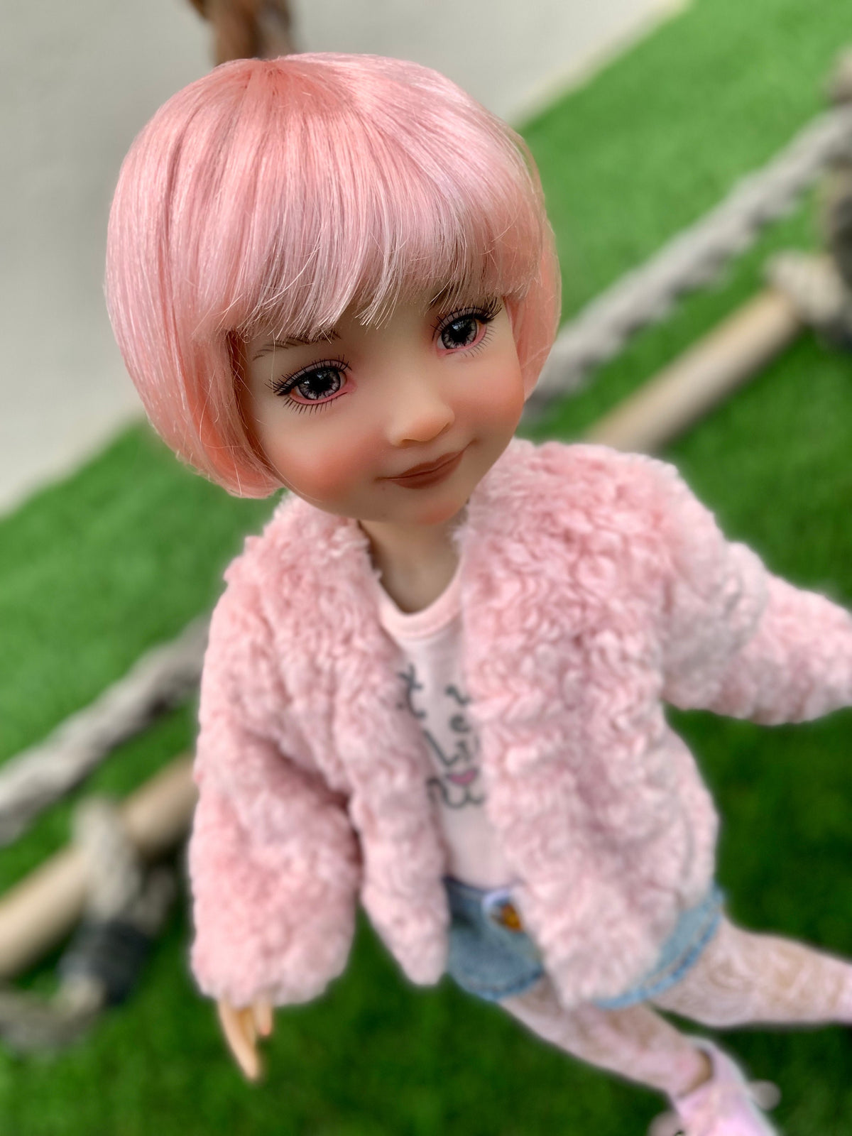 Custom doll WIG Exclusive Vegan Mohair-fits 9-10" head size Kaye Wiggs, RRFF, wellie wishers, bjd, Girl for All Time"Loose Fit"