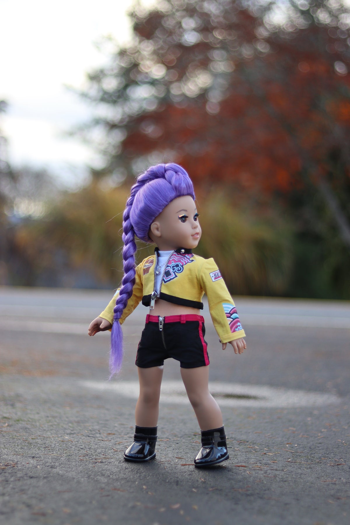 Custom doll wig for 18" Dolls Heat safe Tangle Resistant-fits 10-11" head of 18" dolls American Girl Doll  Journey Kpop purple Rumi