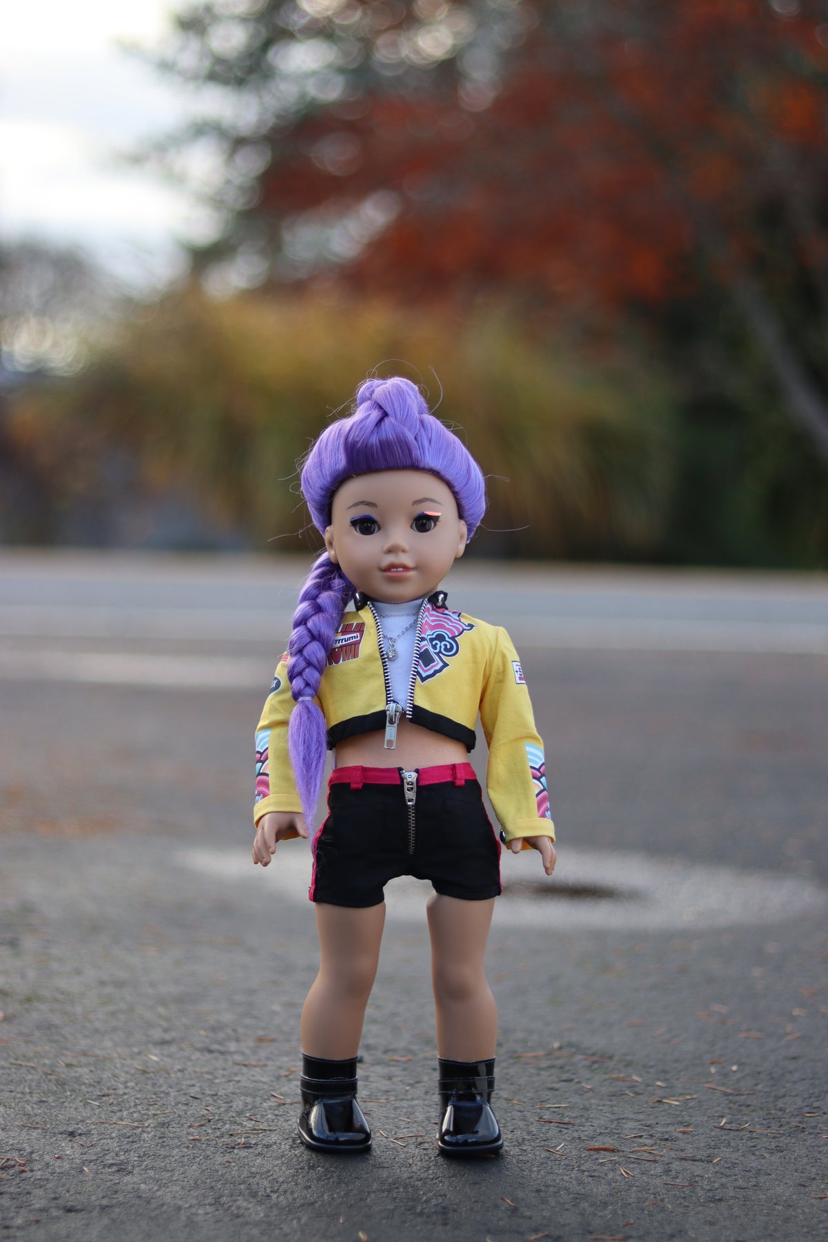 Custom doll wig for 18" Dolls Heat safe Tangle Resistant-fits 10-11" head of 18" dolls American Girl Doll  Journey Kpop purple Rumi