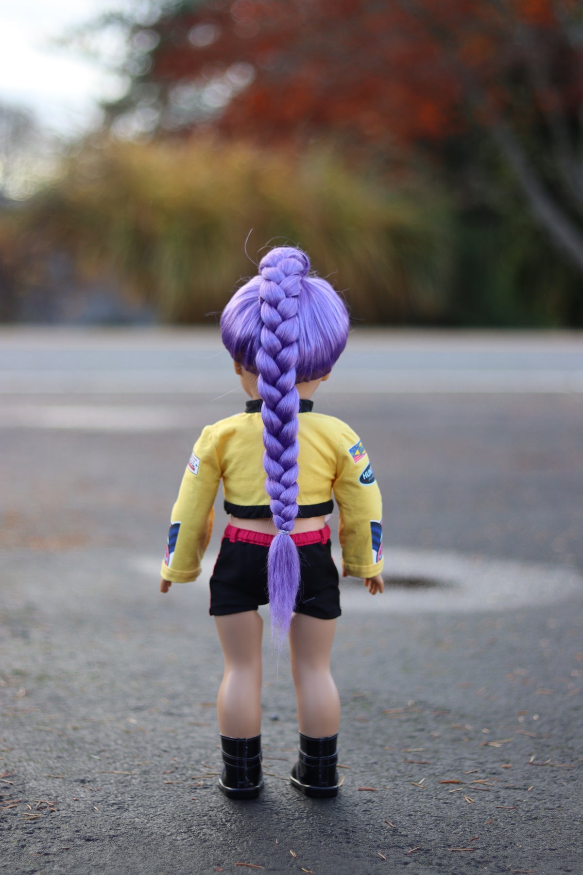 Custom doll wig for 18" Dolls Heat safe Tangle Resistant-fits 10-11" head of 18" dolls American Girl Doll  Journey Kpop purple Rumi