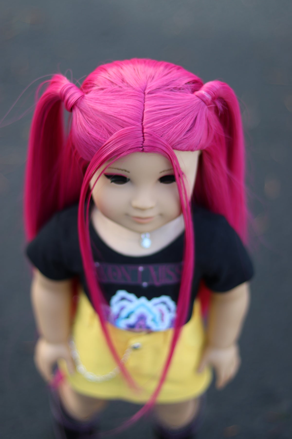 Custom doll wig for 18" Dolls Heat Safe Tangle Resistant-fits 10-11" head of 18" dolls American Girl Doll  Journey Kpop Hot Pink Mira wig