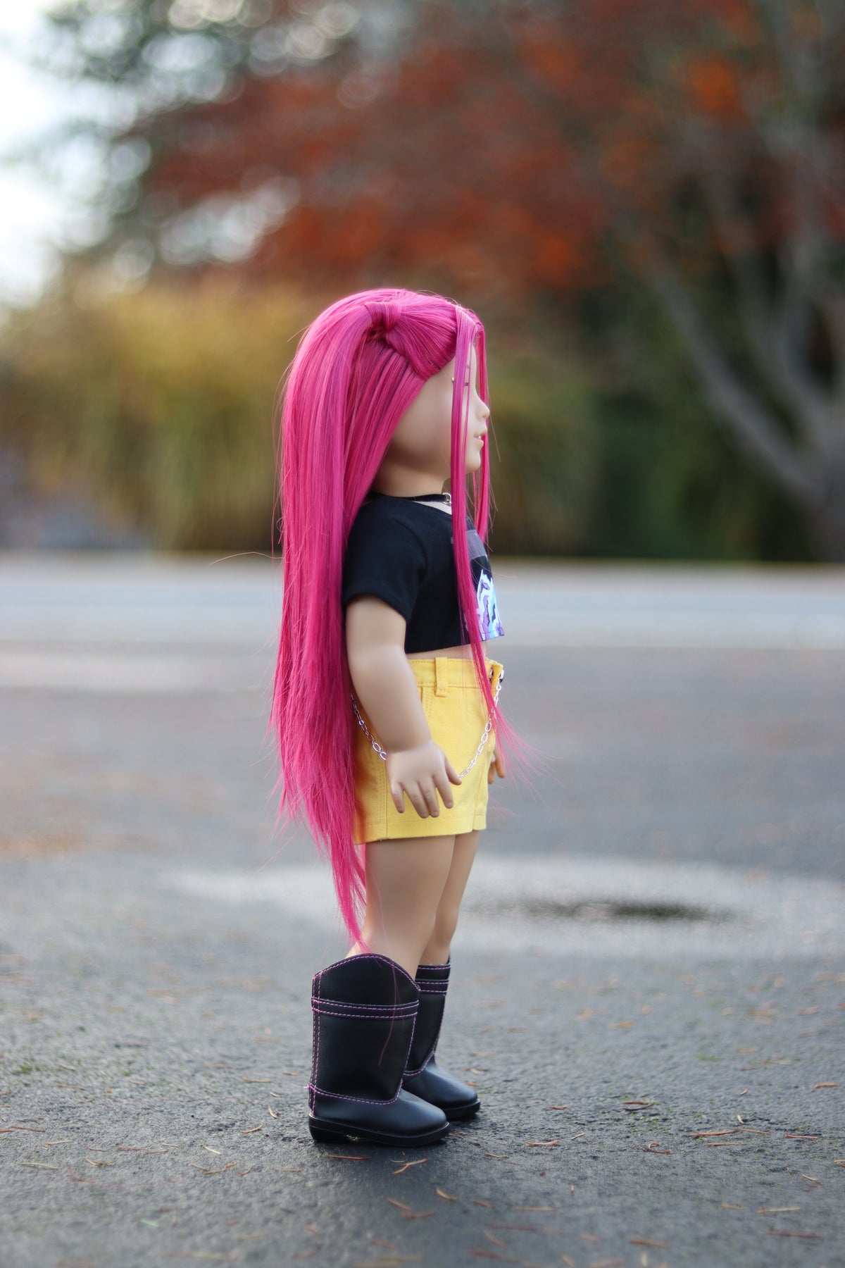Custom doll wig for 18" Dolls Heat Safe Tangle Resistant-fits 10-11" head of 18" dolls American Girl Doll  Journey Kpop Hot Pink Mira wig