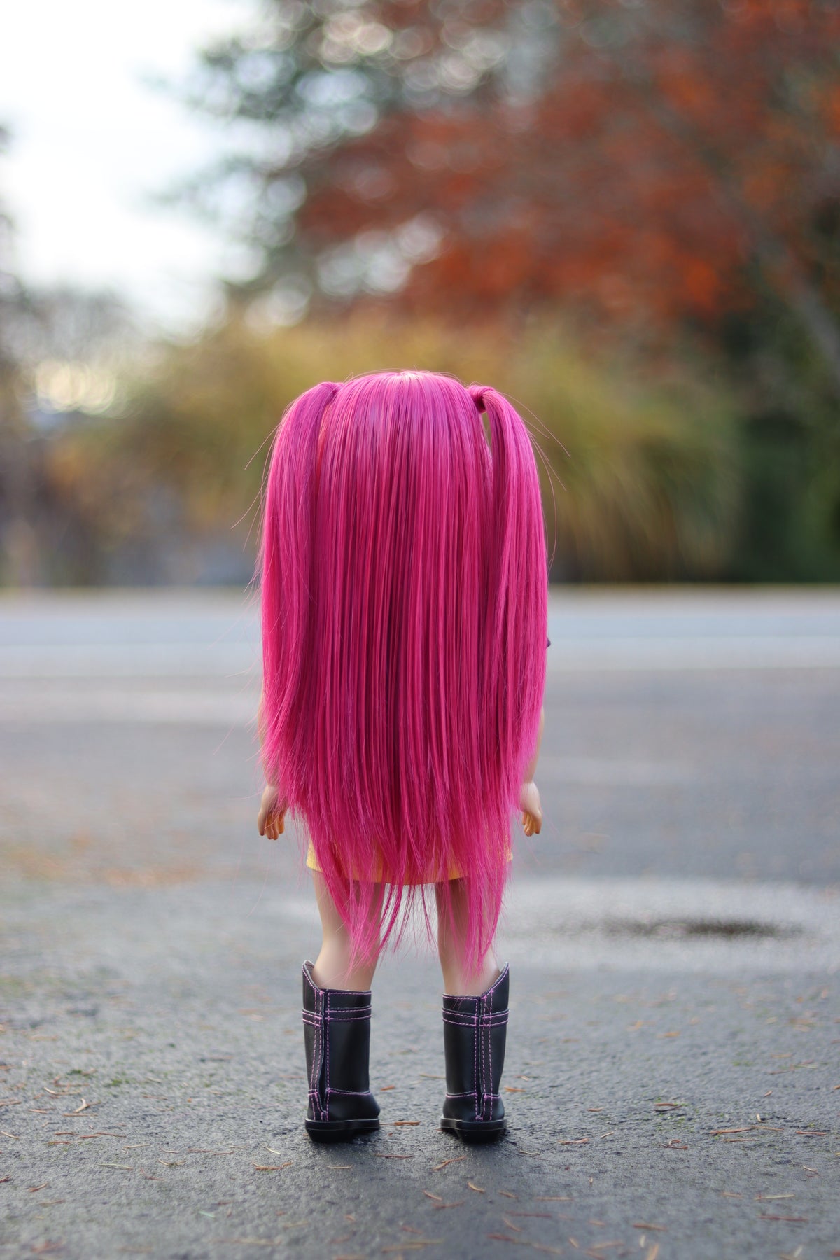 Custom doll wig for 18" Dolls Heat Safe Tangle Resistant-fits 10-11" head of 18" dolls American Girl Doll  Journey Kpop Hot Pink Mira wig