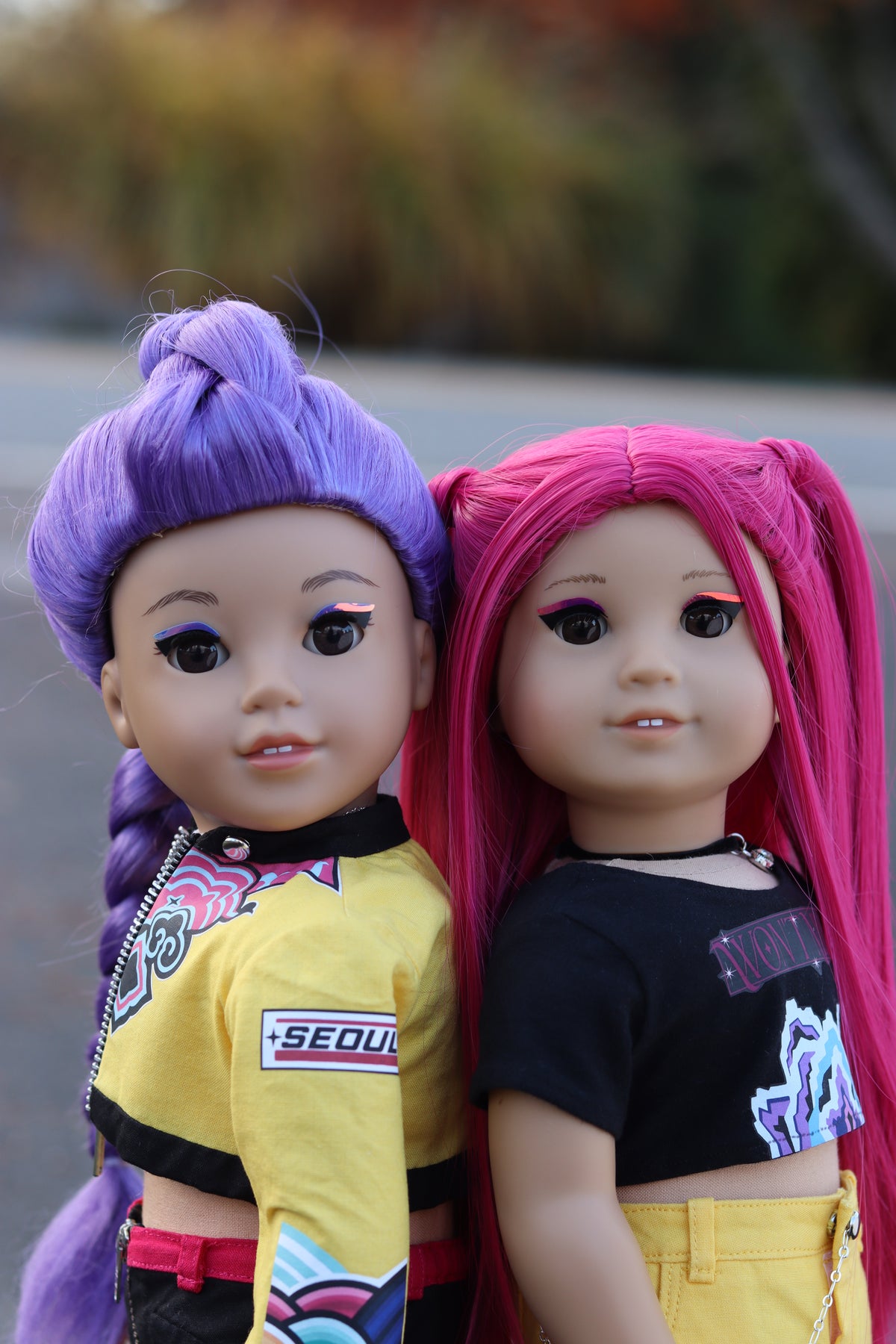 Custom doll wig for 18" Dolls Heat Safe Tangle Resistant-fits 10-11" head of 18" dolls American Girl Doll  Journey Kpop Hot Pink Mira wig