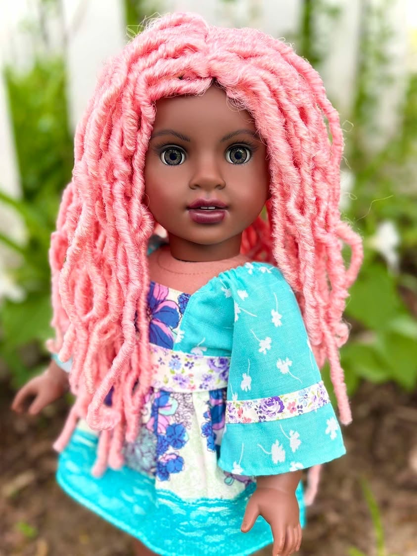 Zazou Custom doll wig for 18" American Doll Dolls-Heat Safe -Tangle Resistant-fits 10-11" head size of 18" dolls OG  Gotz AA butterfly Locs
