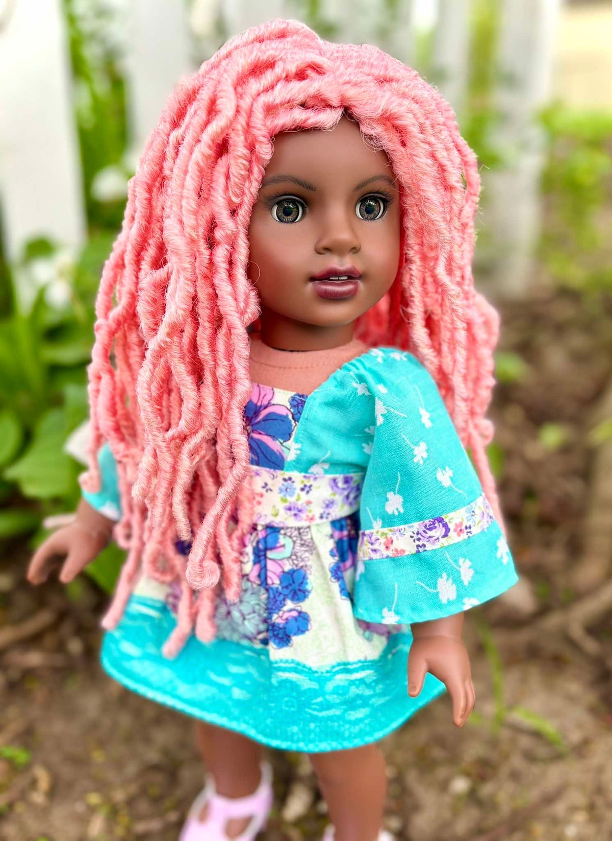 Zazou Custom doll wig for 18" American Doll Dolls-Heat Safe -Tangle Resistant-fits 10-11" head size of 18" dolls OG  Gotz AA butterfly Locs