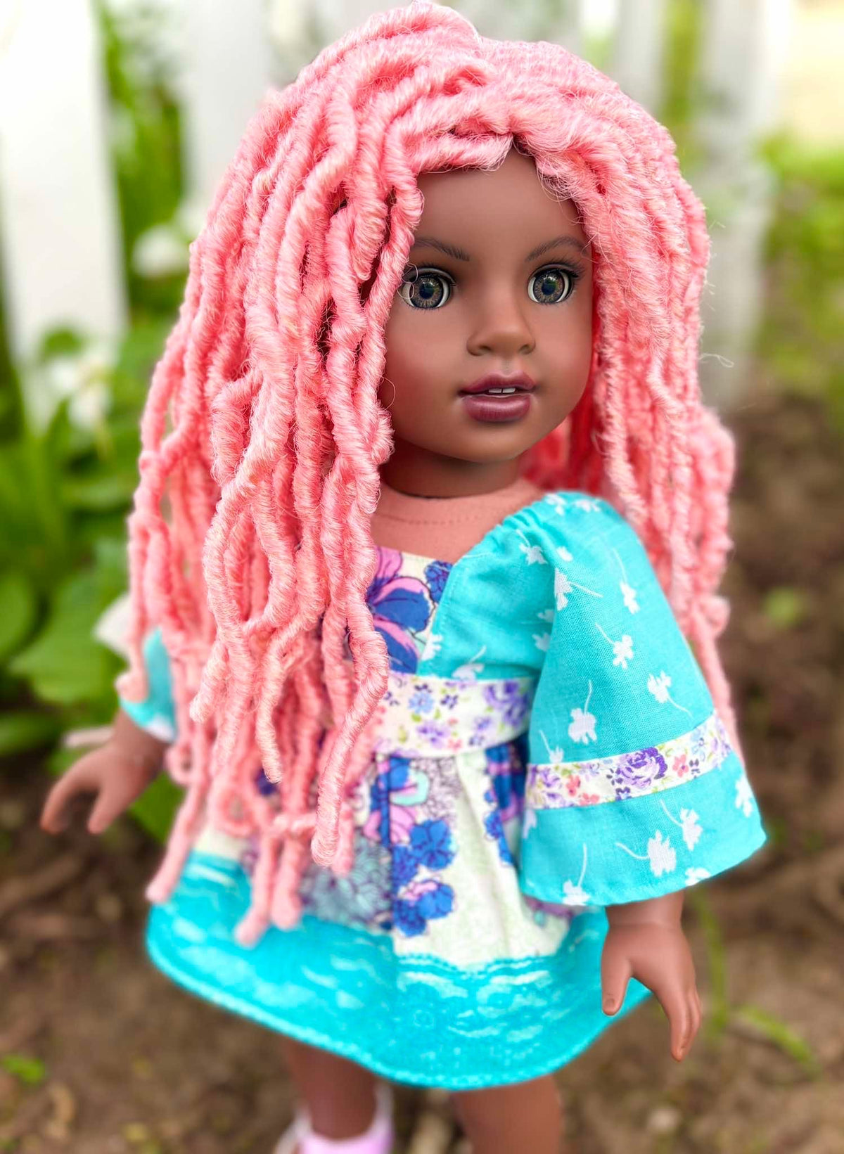 Zazou Custom doll wig for 18" American Doll Dolls-Heat Safe -Tangle Resistant-fits 10-11" head size of 18" dolls OG  Gotz AA butterfly Locs