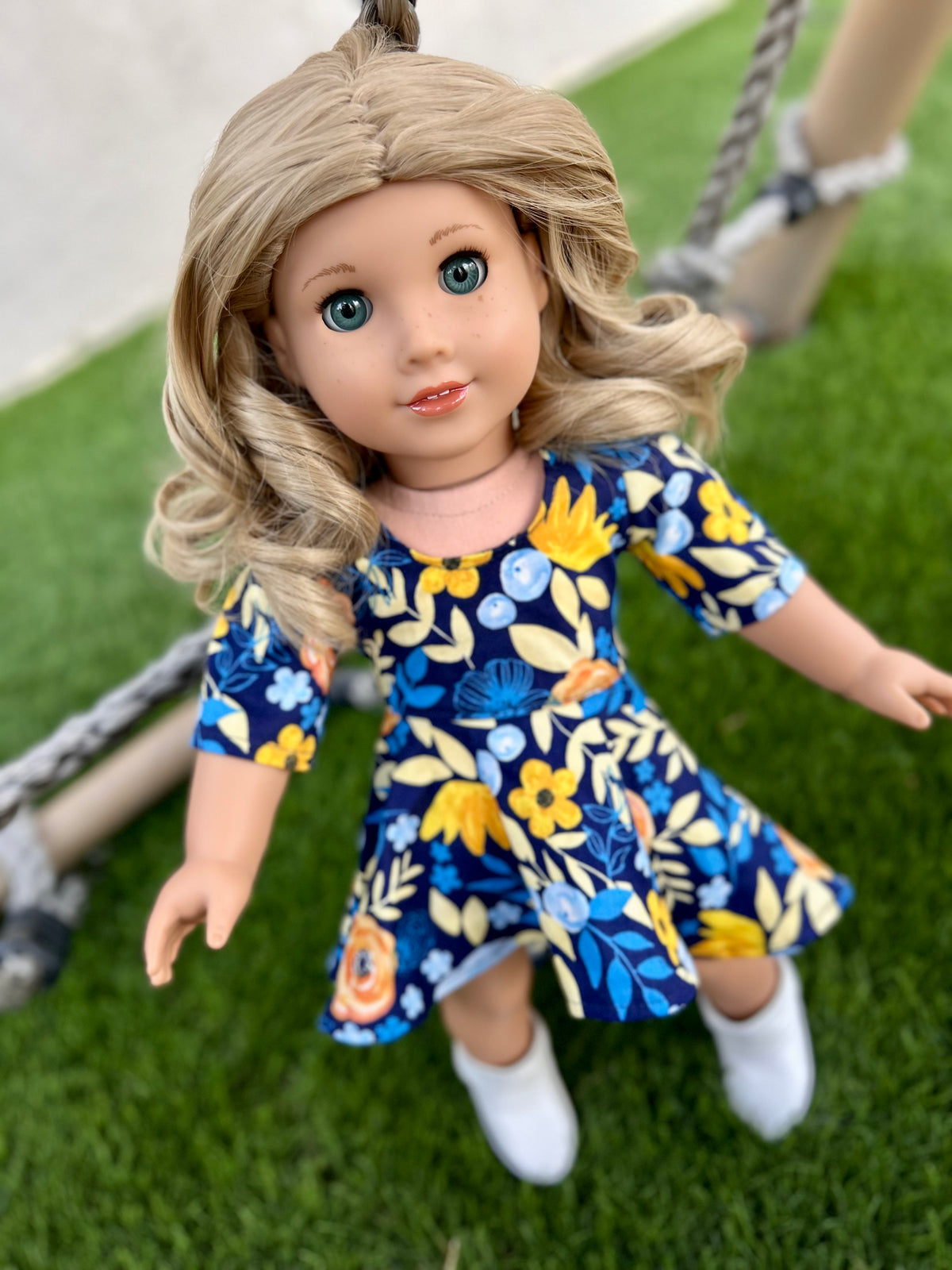 Custom doll wig for 18" American Dolls - Heat Safe - Tangle Resistant - fits 11" head size of 18" dolls OG Gotz dirty  Blonde   Zazou Dolls