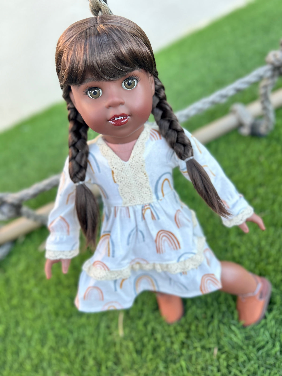 American Girl Doll  Custom 18 Inch doll Vegan Mohair Wig | 10-11 Head Size "Stretch Cap" | Made to Fit 18’’ American Girl Doll OG Meadowdolls braids