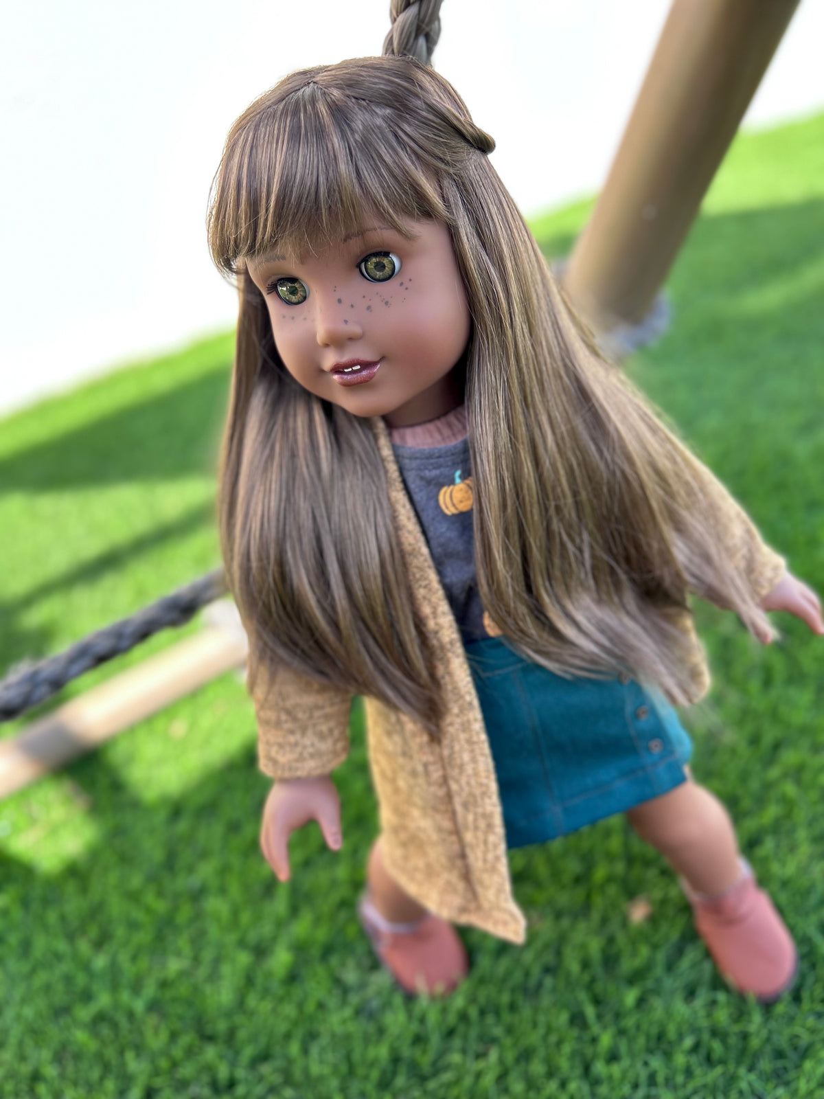 Zazou Dolls Custom doll wig for 18" American Girl Dolls - Vegan Mohair - fits 10-11" head size of  dolls such as OG Blythe BJD Gotz meadowdolls