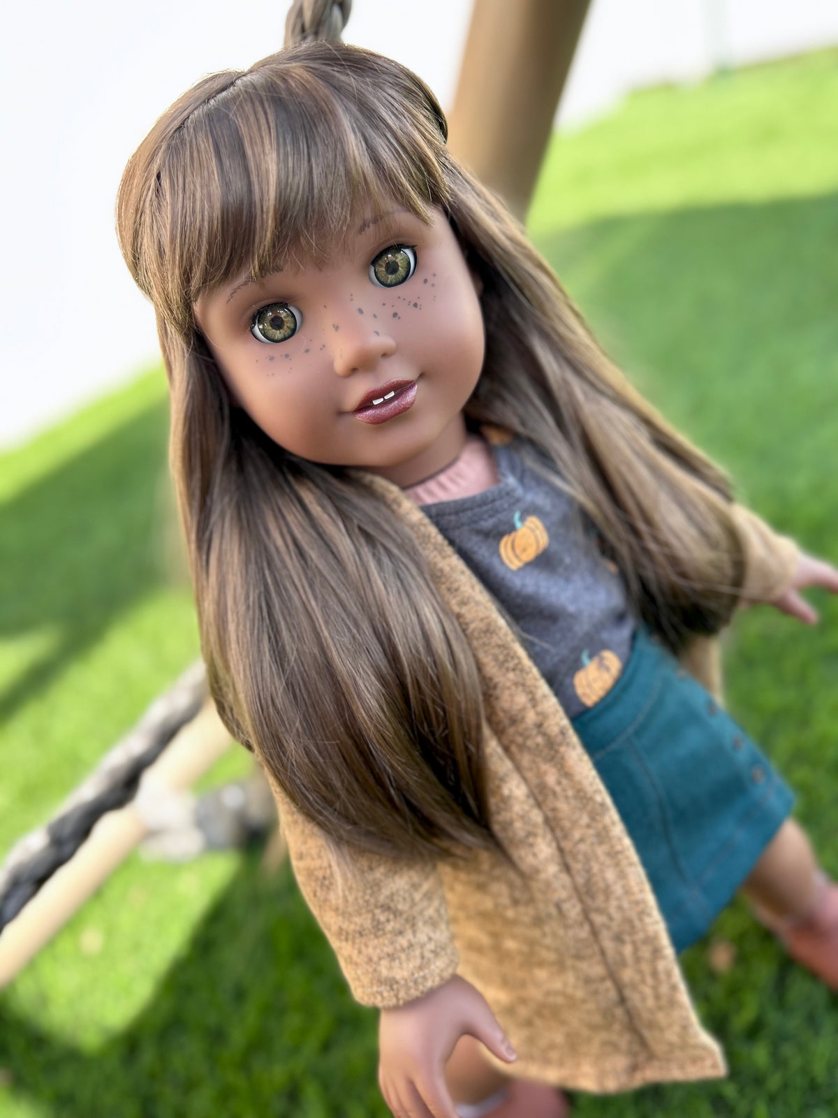 Zazou Dolls Custom doll wig for 18" American Girl Dolls - Vegan Mohair - fits 10-11" head size of  dolls such as OG Blythe BJD Gotz meadowdolls