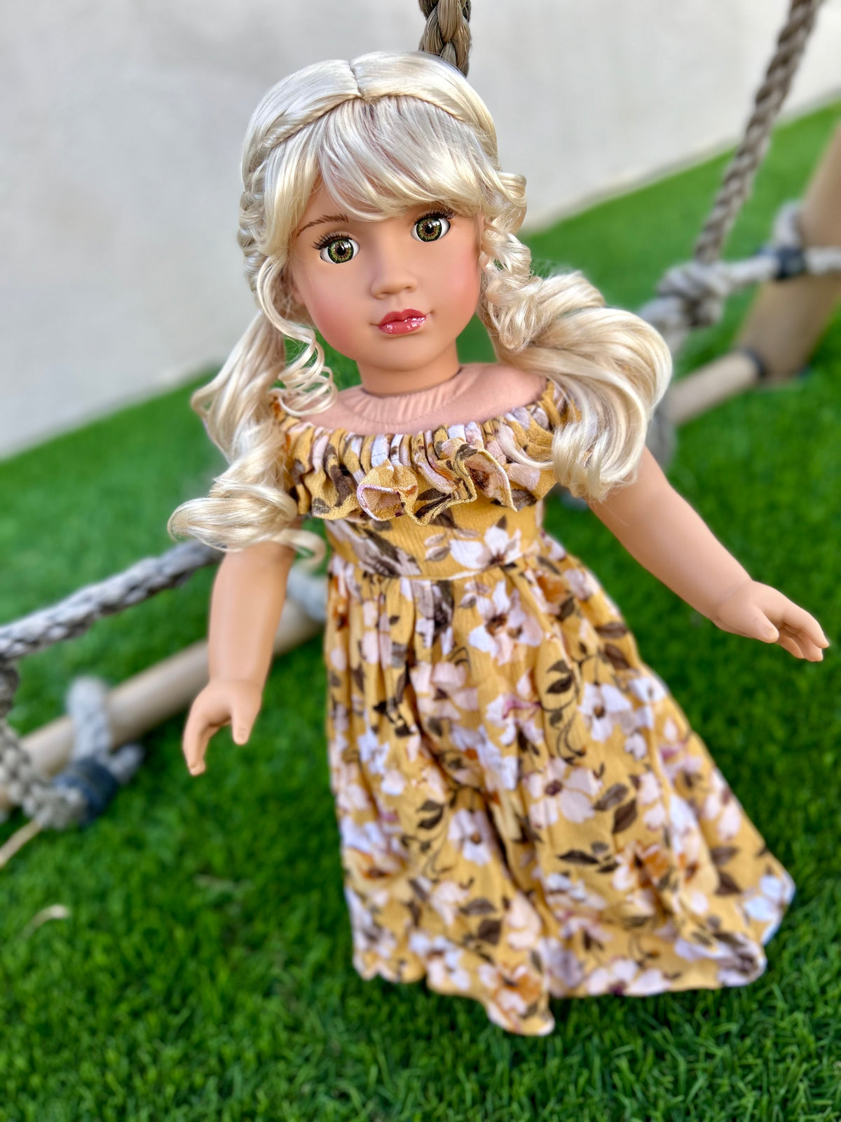 Zazou Dolls Custom doll wig for 18" American Girl Dolls - Vegan Mohair - fits 10-11" head size of  dolls such as OG Blythe BJD Gotz meadowdolls