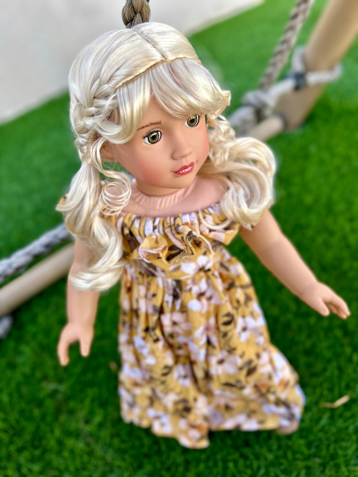 Zazou Dolls Custom doll wig for 18" American Girl Dolls - Vegan Mohair - fits 10-11" head size of  dolls such as OG Blythe BJD Gotz meadowdolls