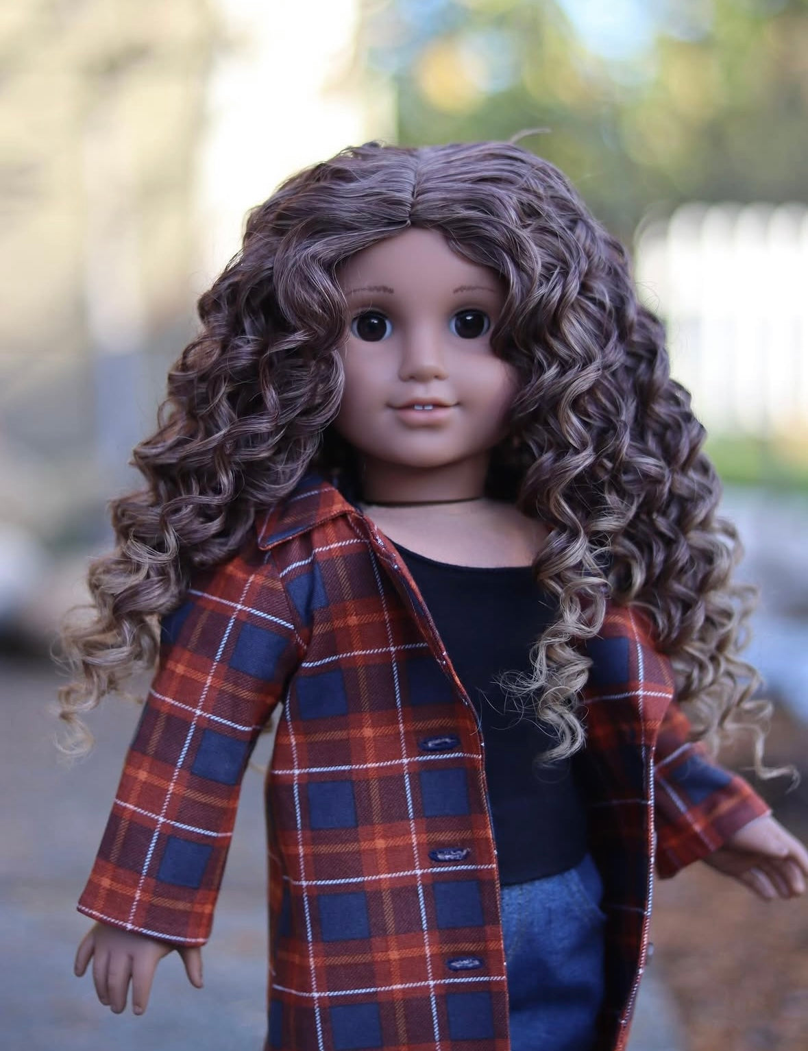 PREORDER Custom  doll wig  18" American Doll- Heat Safe - Tangle Resistant-fits 11" head size of 18" dolls OG  BJD Gotz caramel ombre Zazou