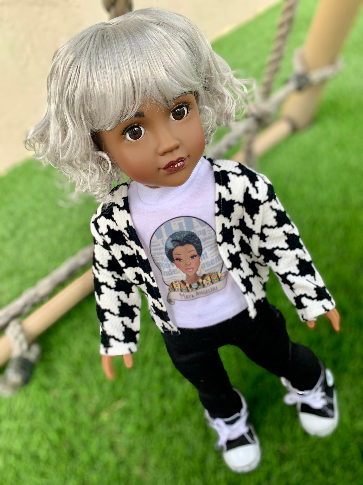 Zazou Dolls Custom 18 Inch doll Vegan Mohair Wig | 11-12" Head Size "Stretch Cap" | Made to Fit 18’’ American Doll OG Meadowdolls Ardyn