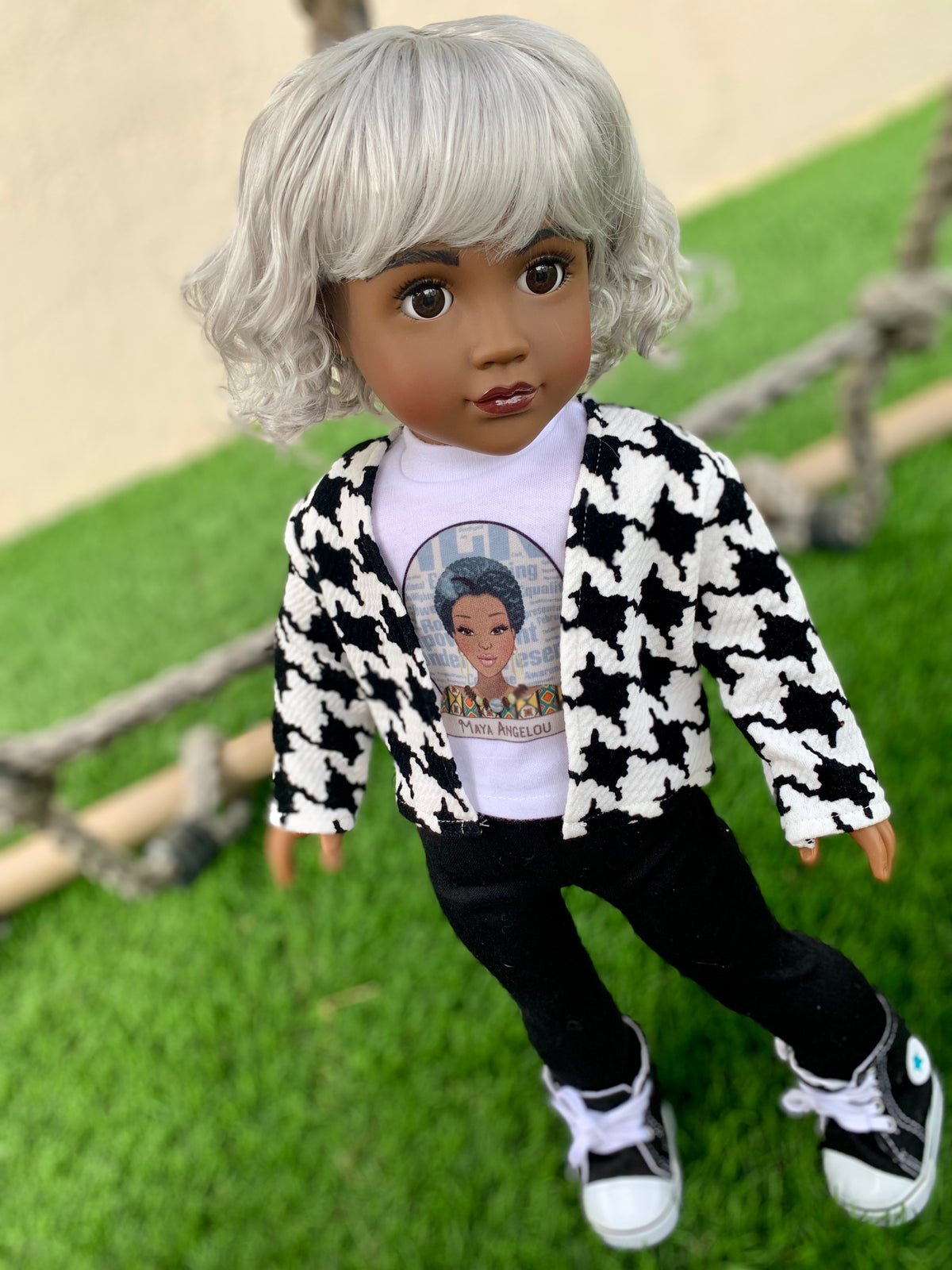 Zazou Dolls Custom 18 Inch doll Vegan Mohair Wig | 11-12" Head Size "Stretch Cap" | Made to Fit 18’’ American Doll OG Meadowdolls Ardyn