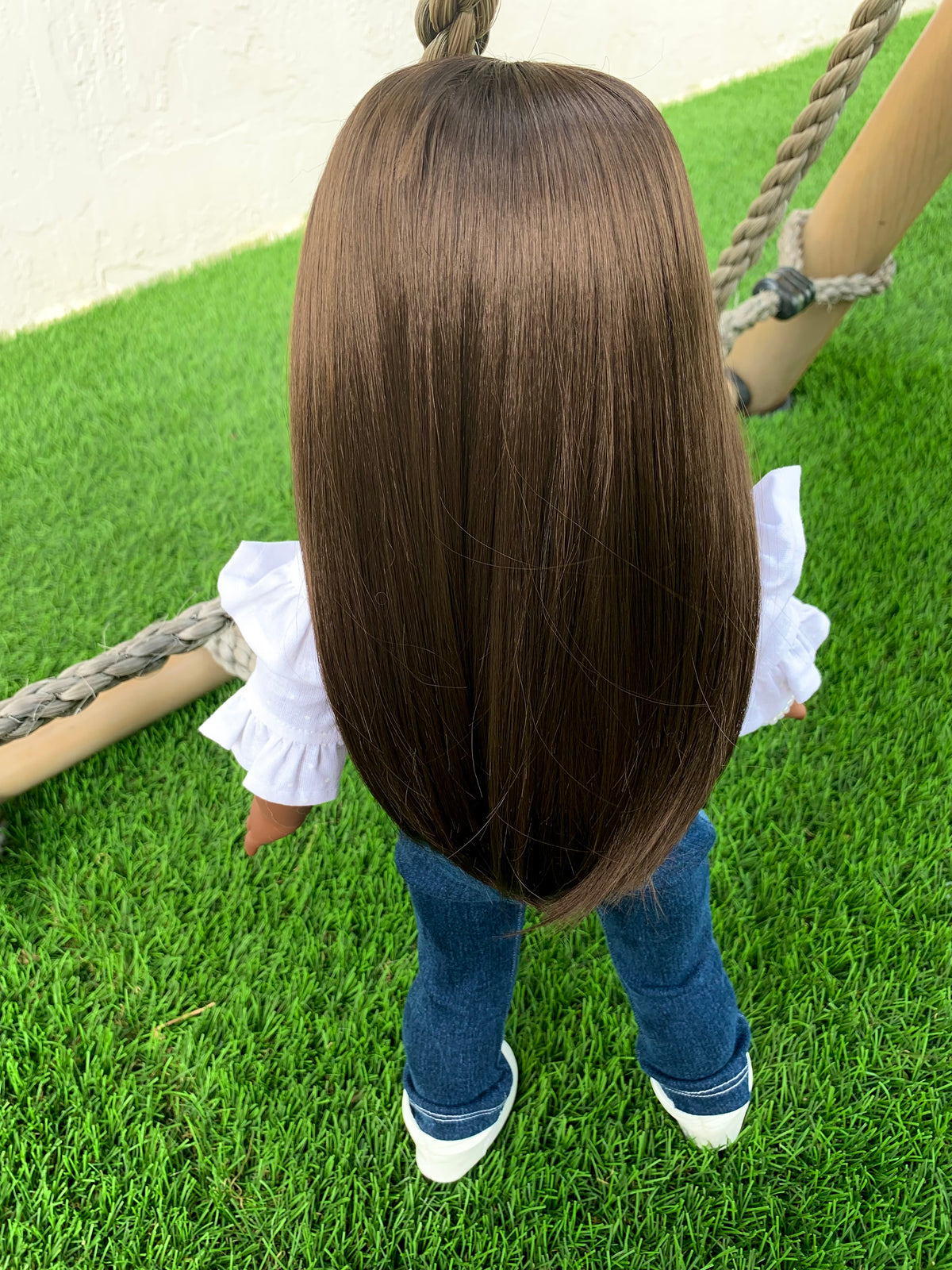 Zazou Dolls Custom doll wig for 18" American Girl Dolls - Vegan Mohair - fits 10-11" head size of  dolls such as OG Blythe BJD Gotz meadowdolls